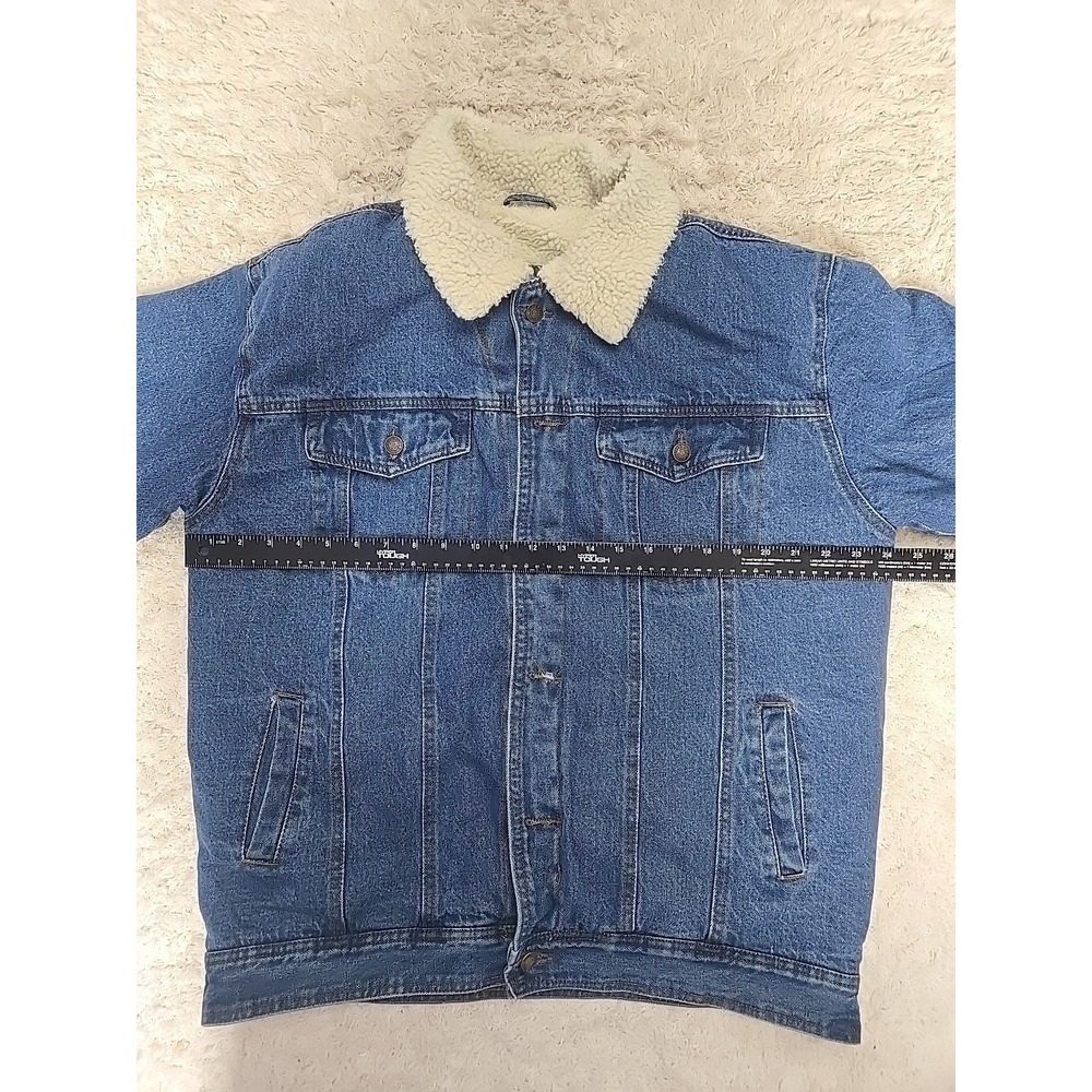 Original Delux Blue Denim Jacket With Fur Lining Mens XL - Picture 8 of 9